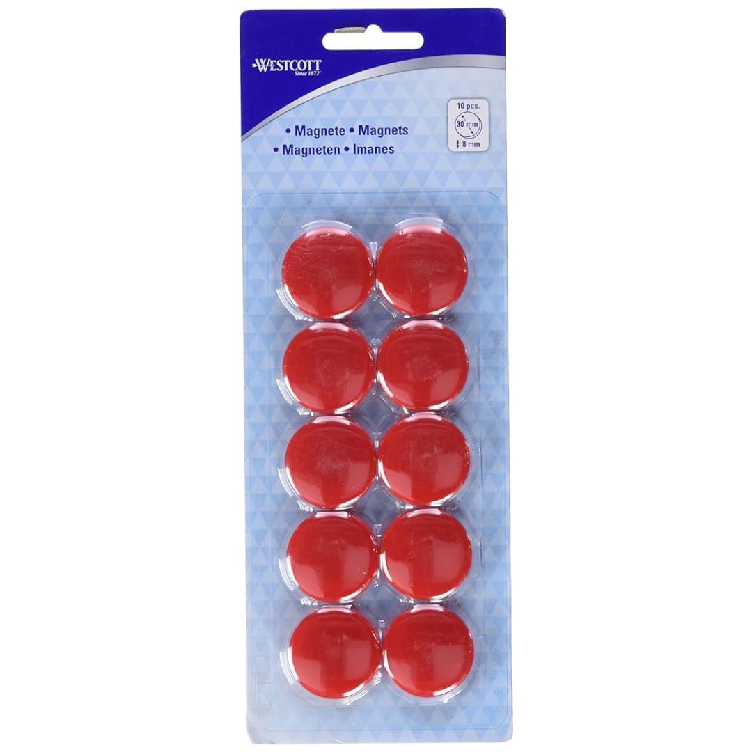 Westcott Magnets 30 x 8mm A Pack Of 10pcs - Red