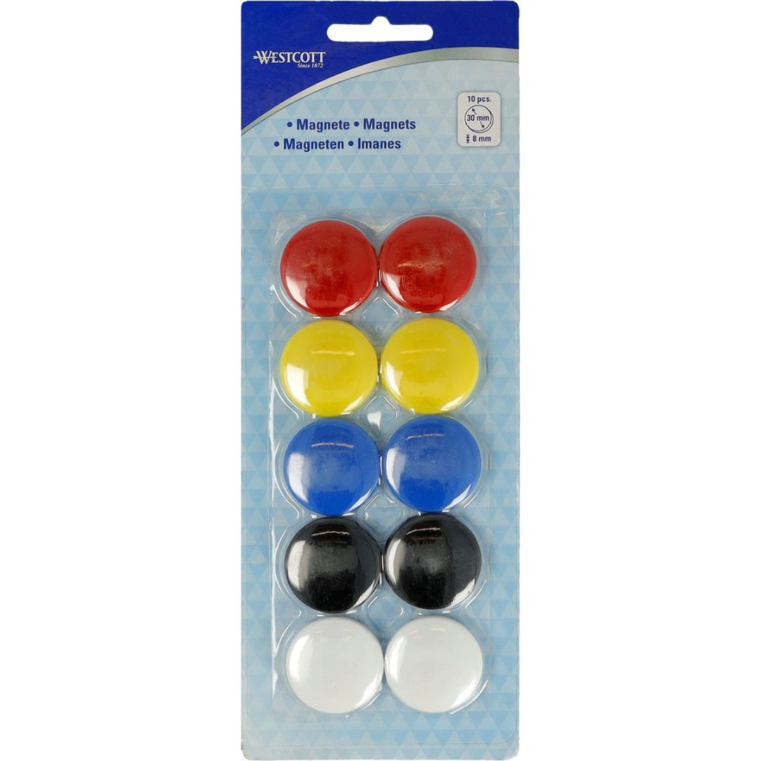 Westcott Magnets 30 x 8mm A Pack Of 10pcs - Assorted