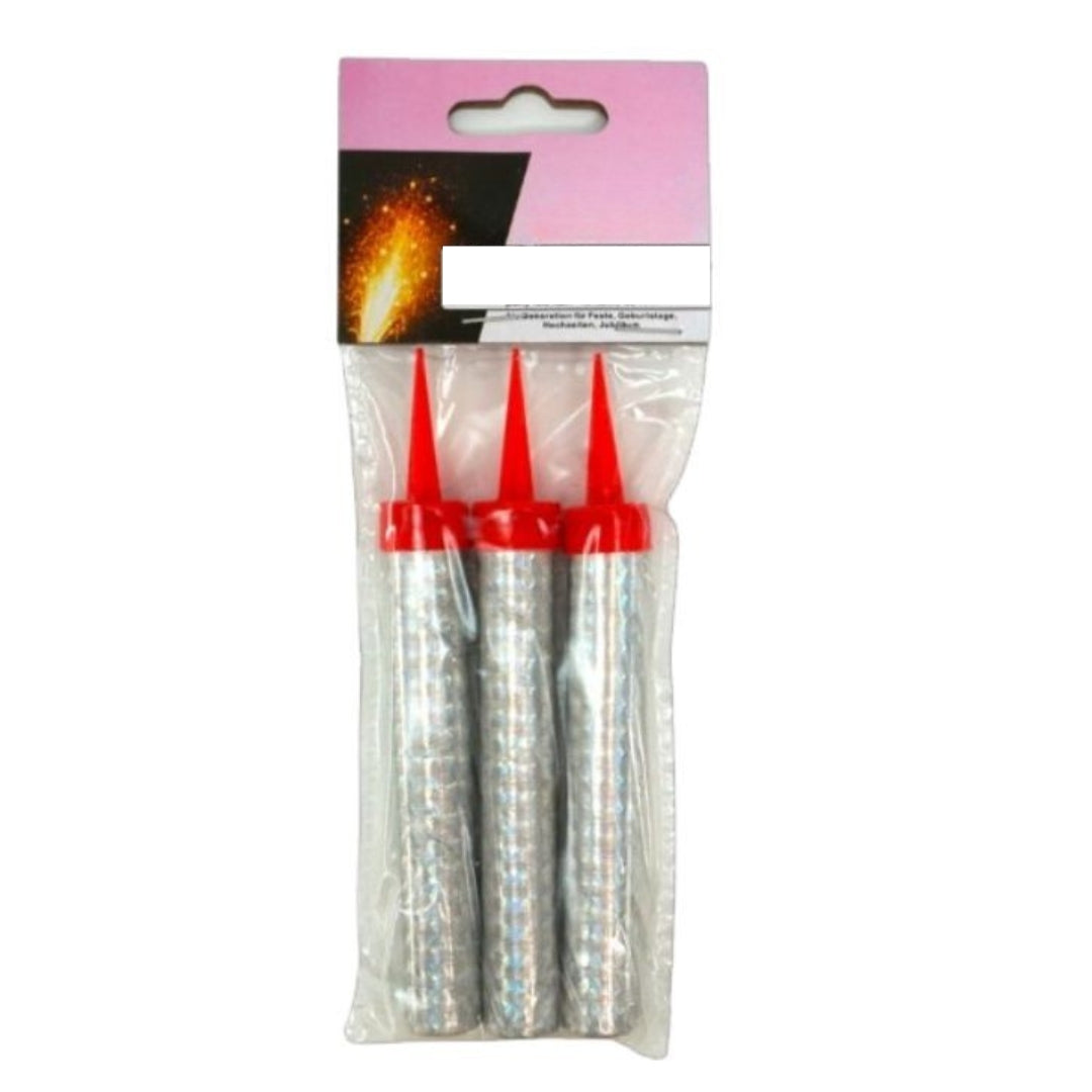 Magic Fountain Candle 10cm A Pack Of 3pcs - Silver