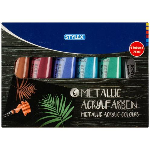 Stylex Acrylic Paint Metallic 75ml A Pack Of 6pcs