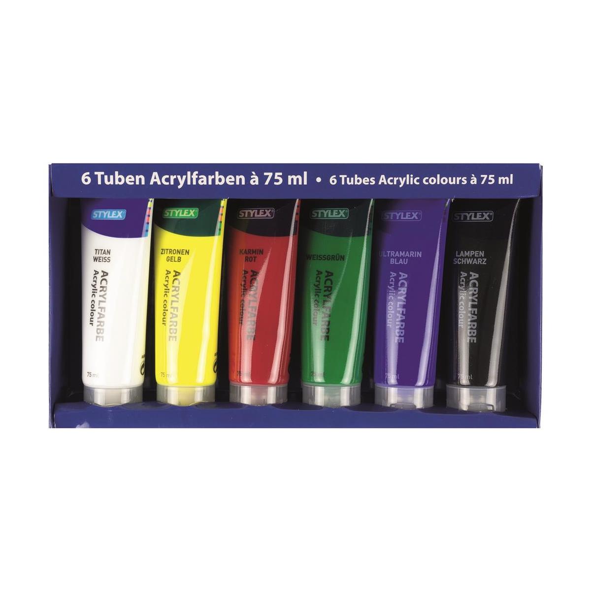 Stylex Acrylic Colours 75ml A Pack Of 6pcs