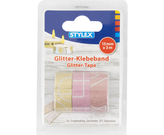 Stylex decorative tape 3 rolls - Glitter Pastel