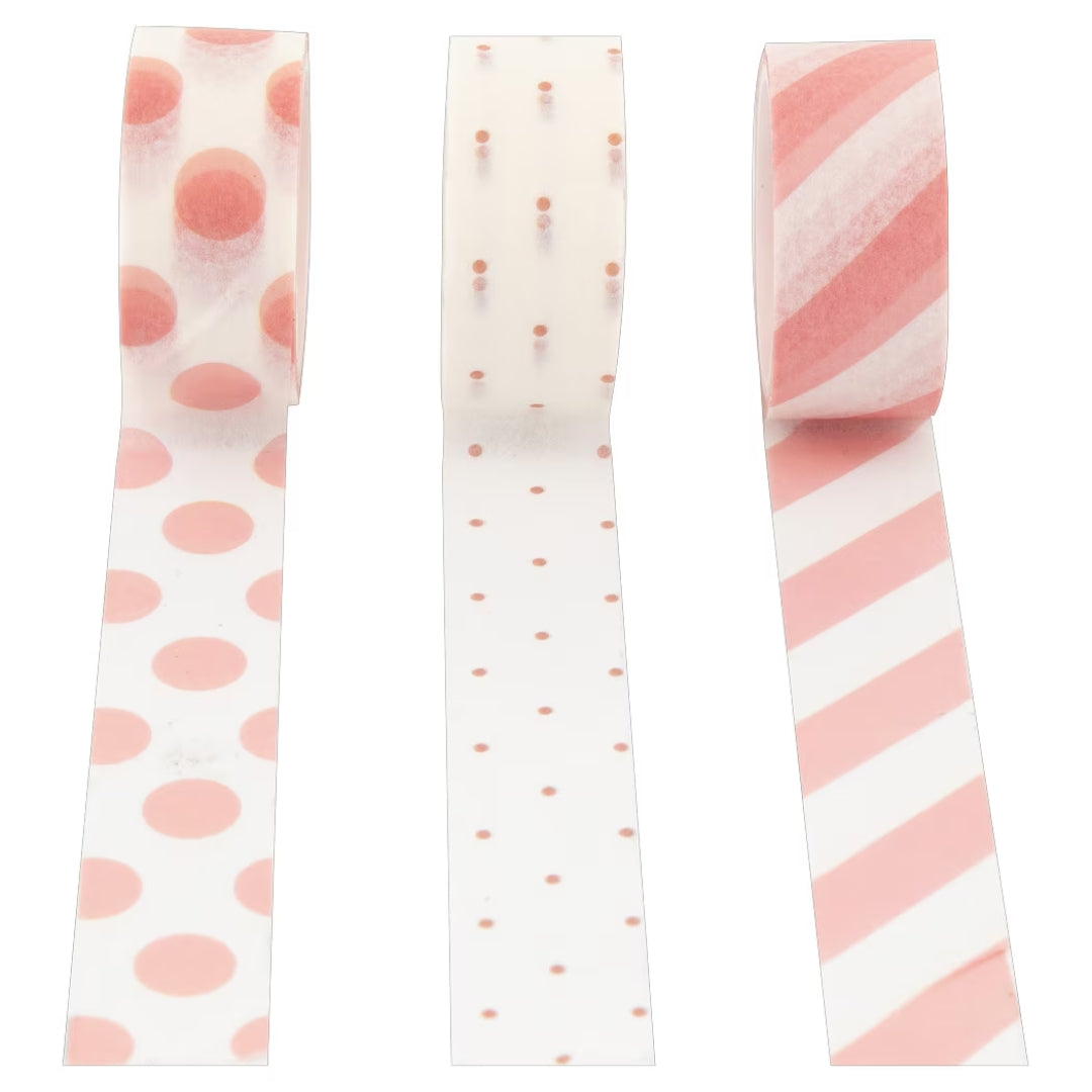 Stylex Decorative / Washi-Tape A Pack Of 3 Rolls - Pastel Pink