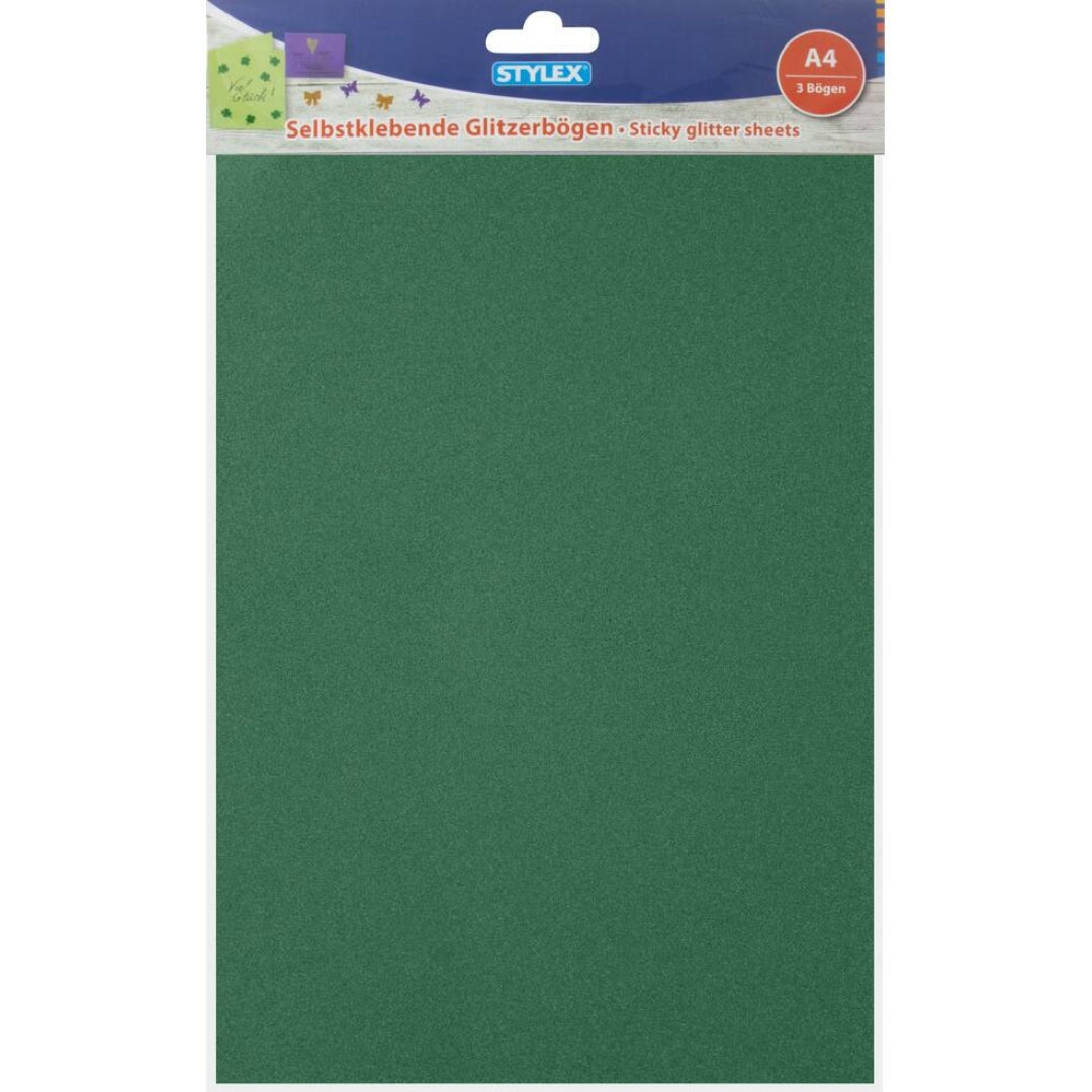 A4 Stylex Sticky Glitter Paper A Pack Of 3pcs - Various Colours