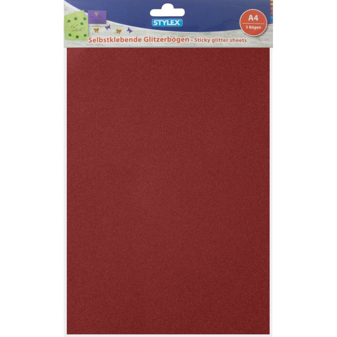 A4 Stylex Sticky Glitter Paper A Pack Of 3pcs - Various Colours