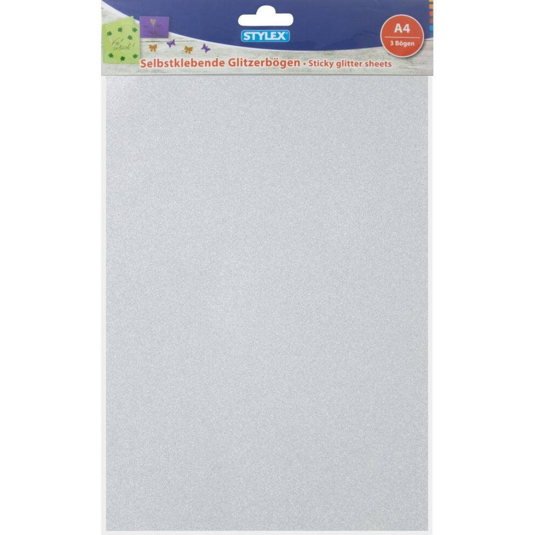 A4 Stylex Sticky Glitter Paper A Pack Of 3pcs - Various Colours
