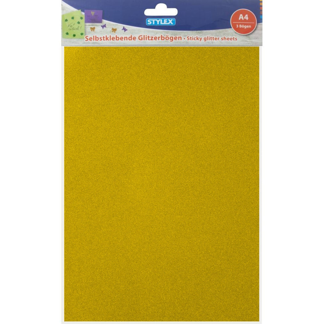 A4 Stylex Sticky Glitter Paper A Pack Of 3pcs - Various Colours