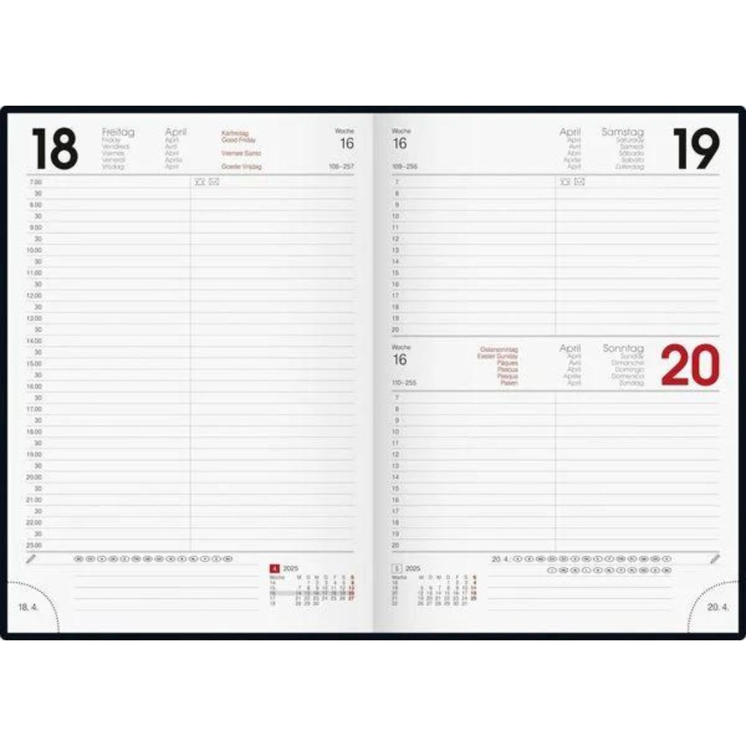 A5 Brunnen 2025 Desk Diary - Red