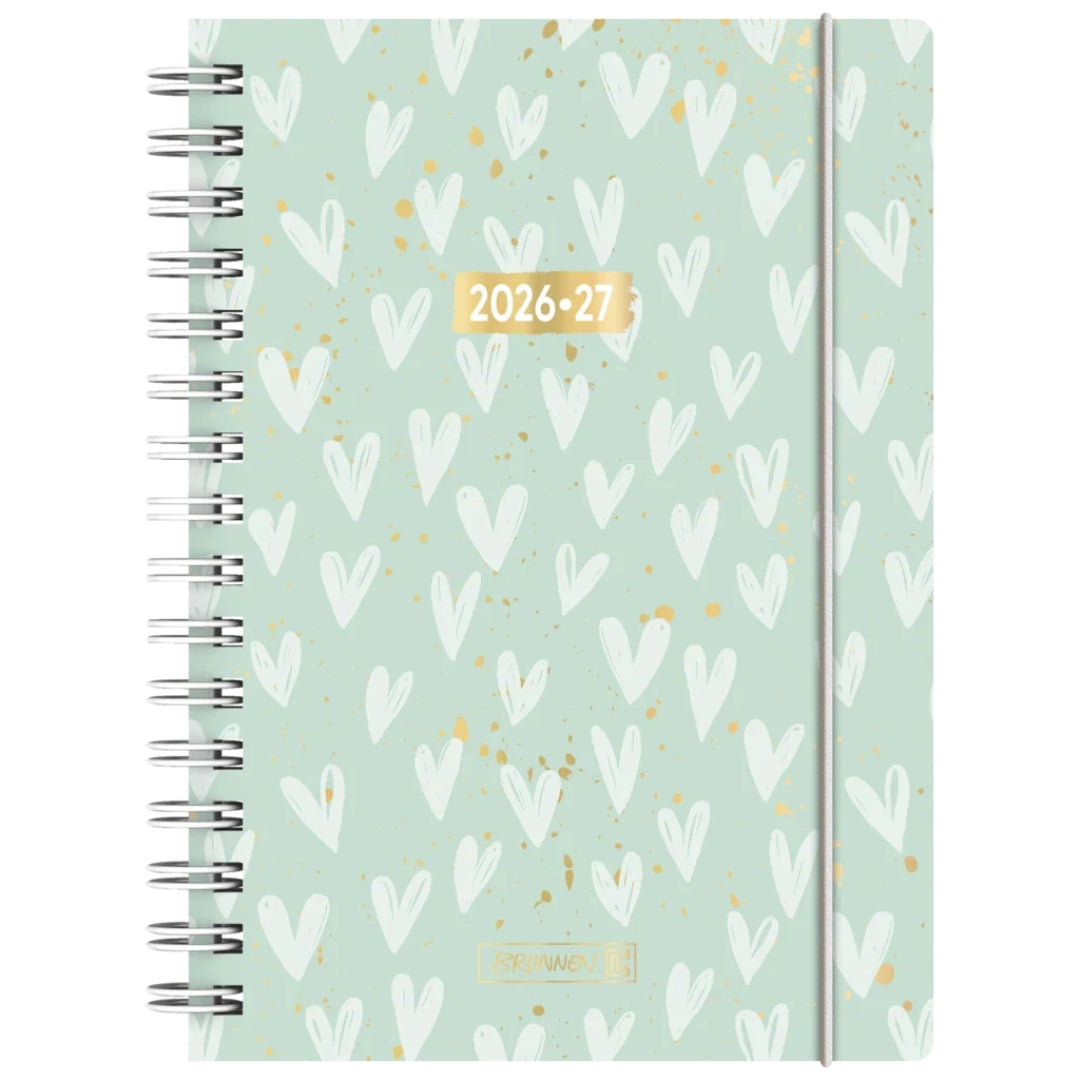 A5 Brunnen Scholastic Diary Day Per Page 2026/27 - Hearts