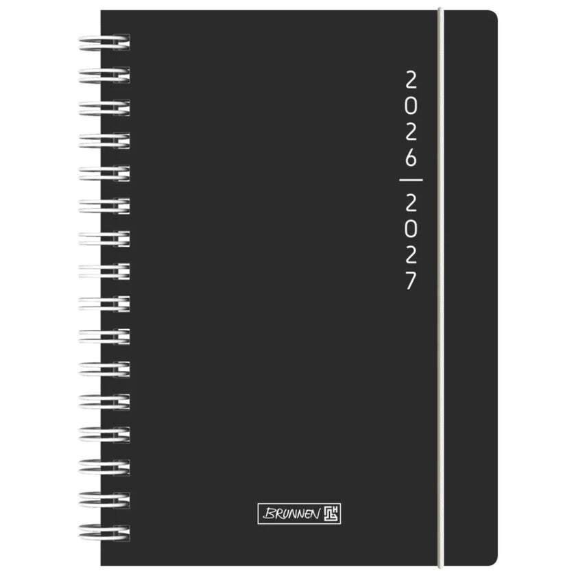 A5 Brunnen Scholastic Diary Day Per Page 2026/27 - Plain Black