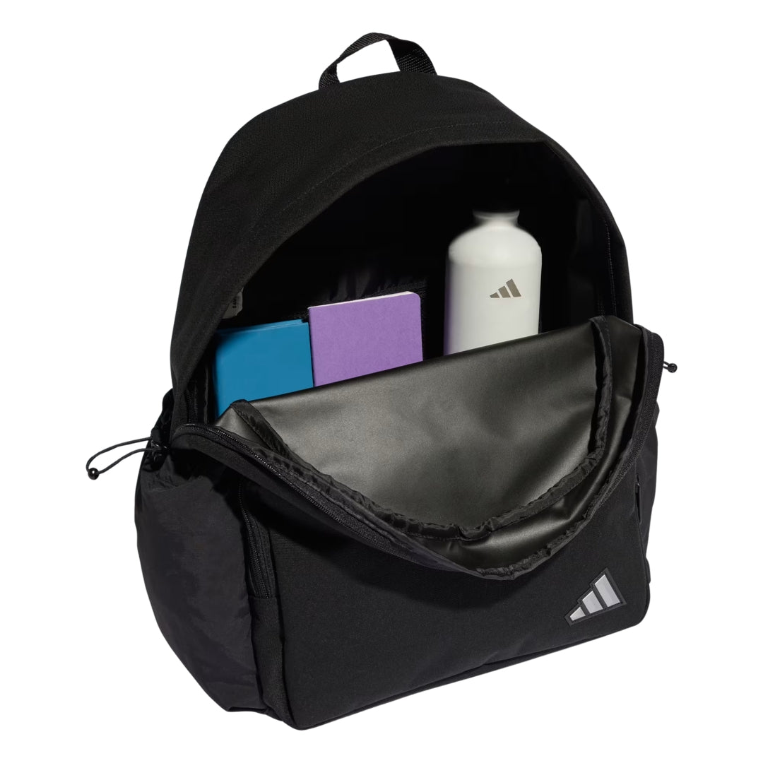 Adidas Backpack 44 x 31cm - Back To School Top - Black / Silver Metallic