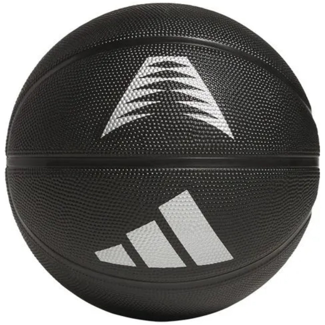 Adidas 3S Rubber Mini Ball Basketball - Size 7 - Black / Silver Metallic