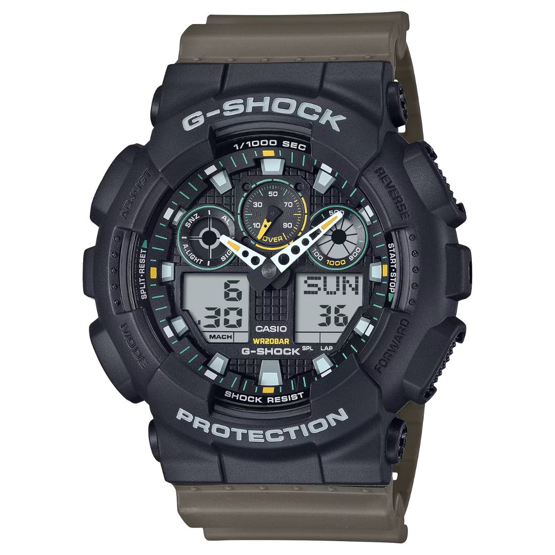 Casio G-Shock GA-100TU-1A3ER - Black/Olive Green Wrist Watch