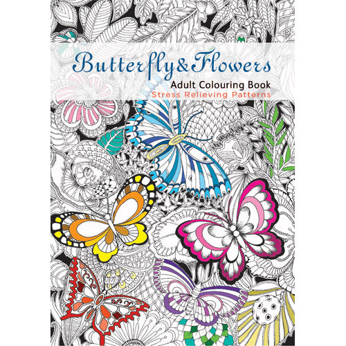 Butterfly And Flowers Adult Colouring Book