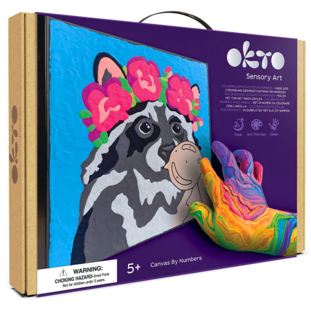 Okto Air Clay Canvas By Numbers - Raccoon +5