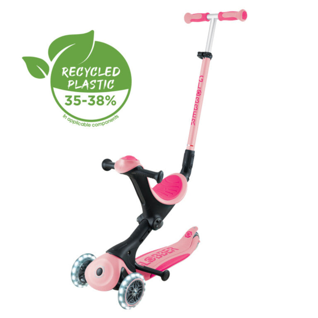Globber Go-Up Deluxe Lights 3 In 1 Max 50kg - Pastel Pink