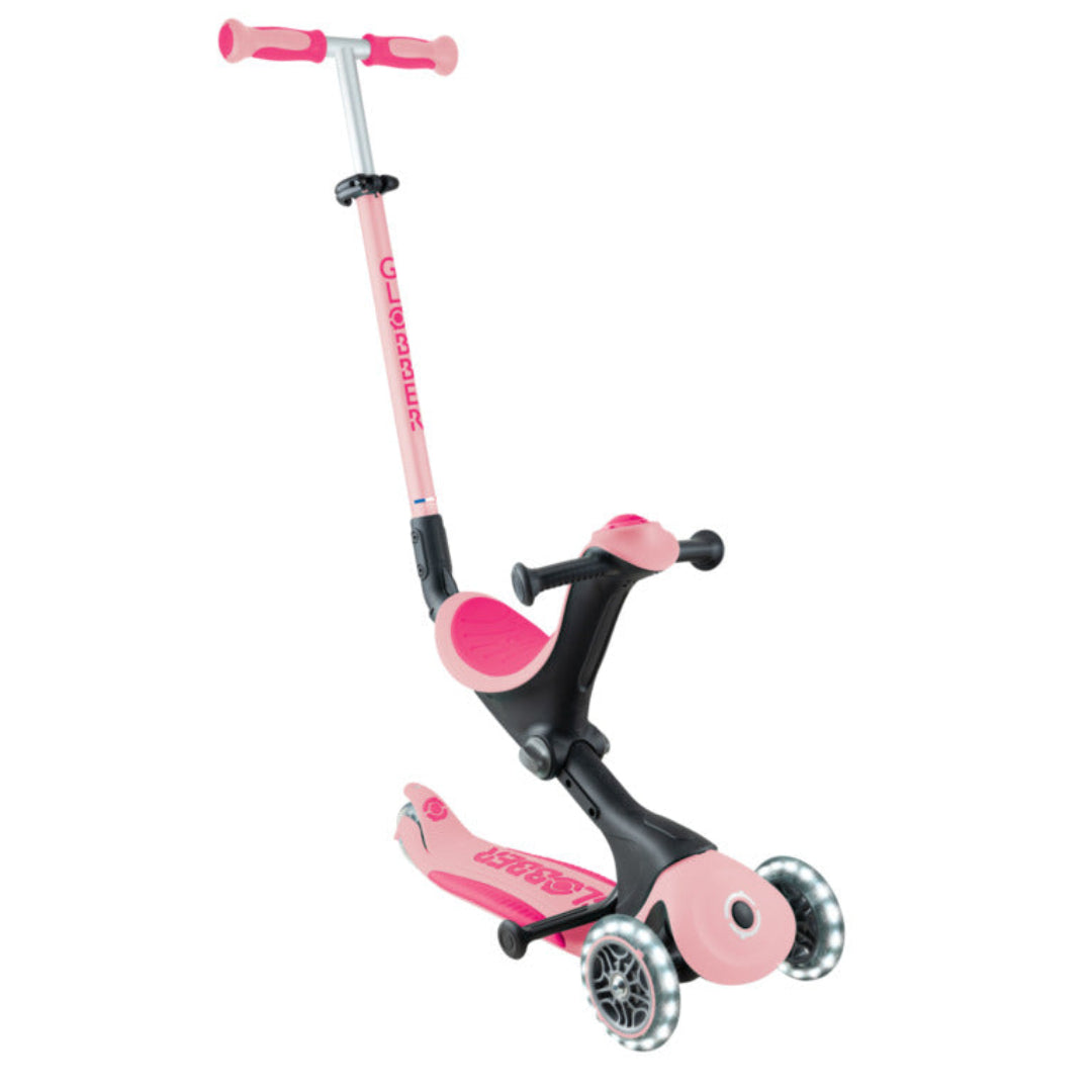 Globber Go-Up Deluxe Lights 3 In 1 Max 50kg - Pastel Pink