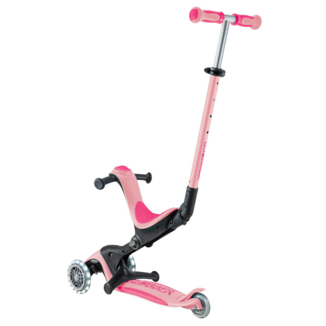 Globber Go-Up Deluxe Lights 3 In 1 Max 50kg - Pastel Pink