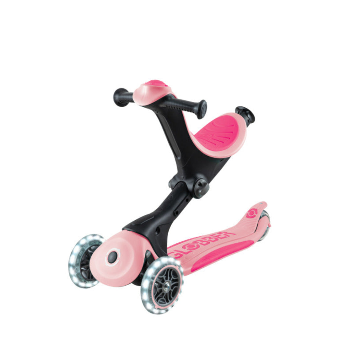 Globber Go-Up Deluxe Lights 3 In 1 Max 50kg - Pastel Pink