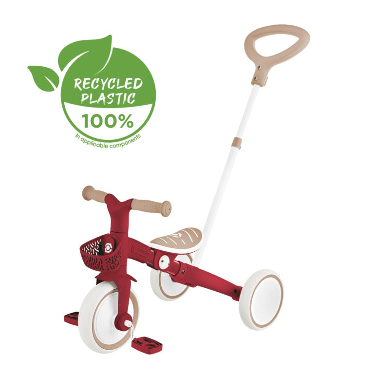 Globber Learning Trike 3-In-1 Plus ECOLOGIC - 12-36m Max 20kg - Vintage Red