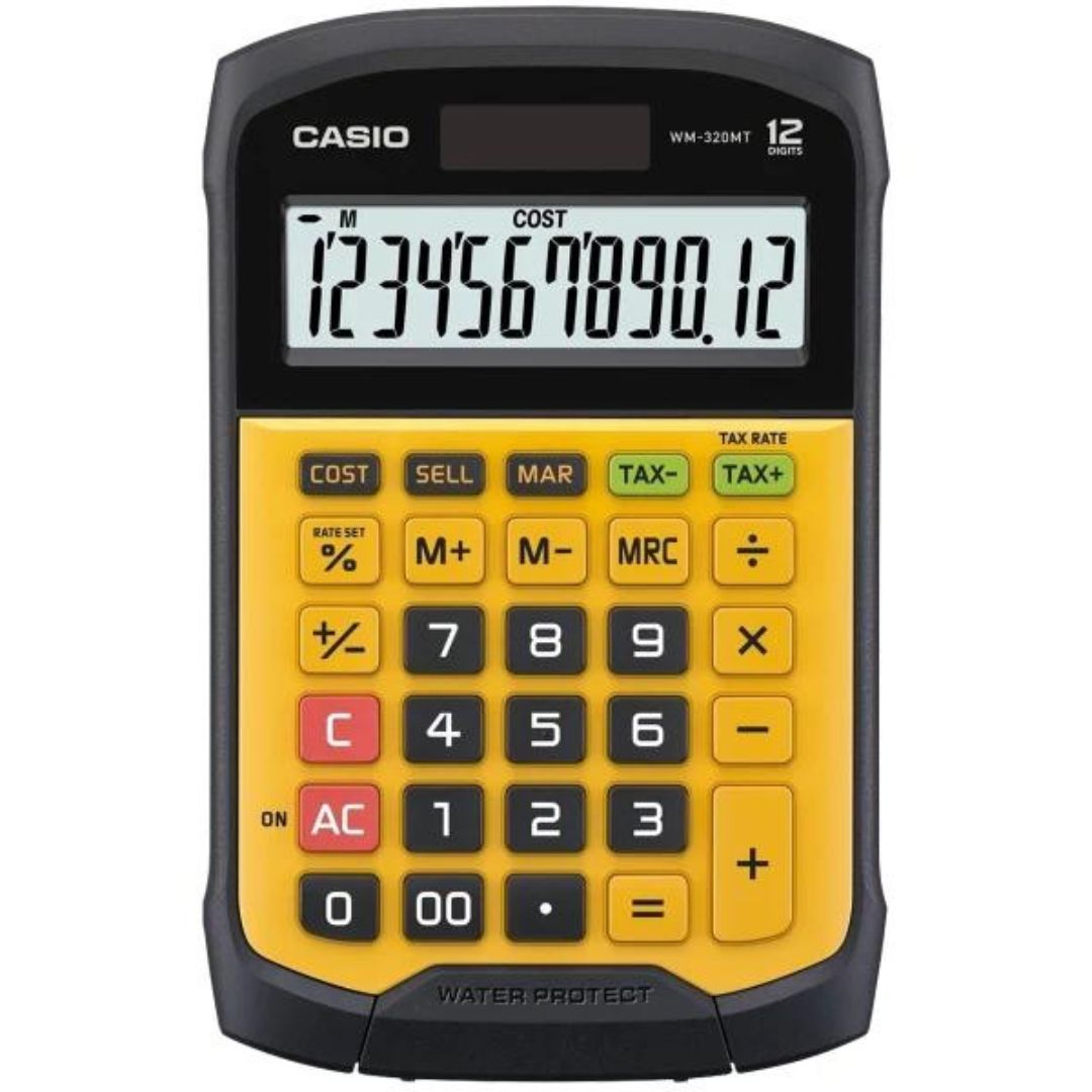 Casio Calculator Water Protected Yellow/Black WM-320MT 108 x 168 x 33m