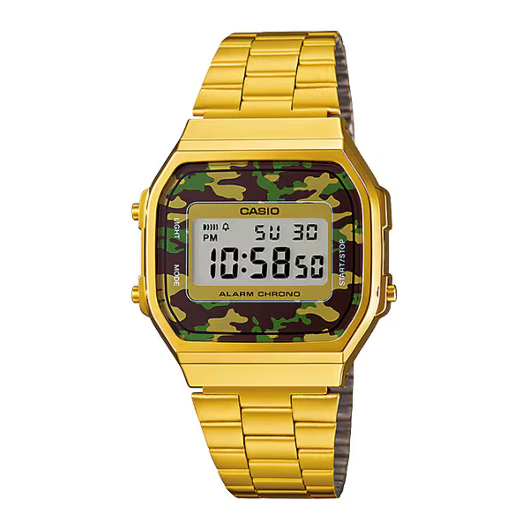 Casio Vintage A168WEGC-3EF - Camouflage/Gold Wrist Watch