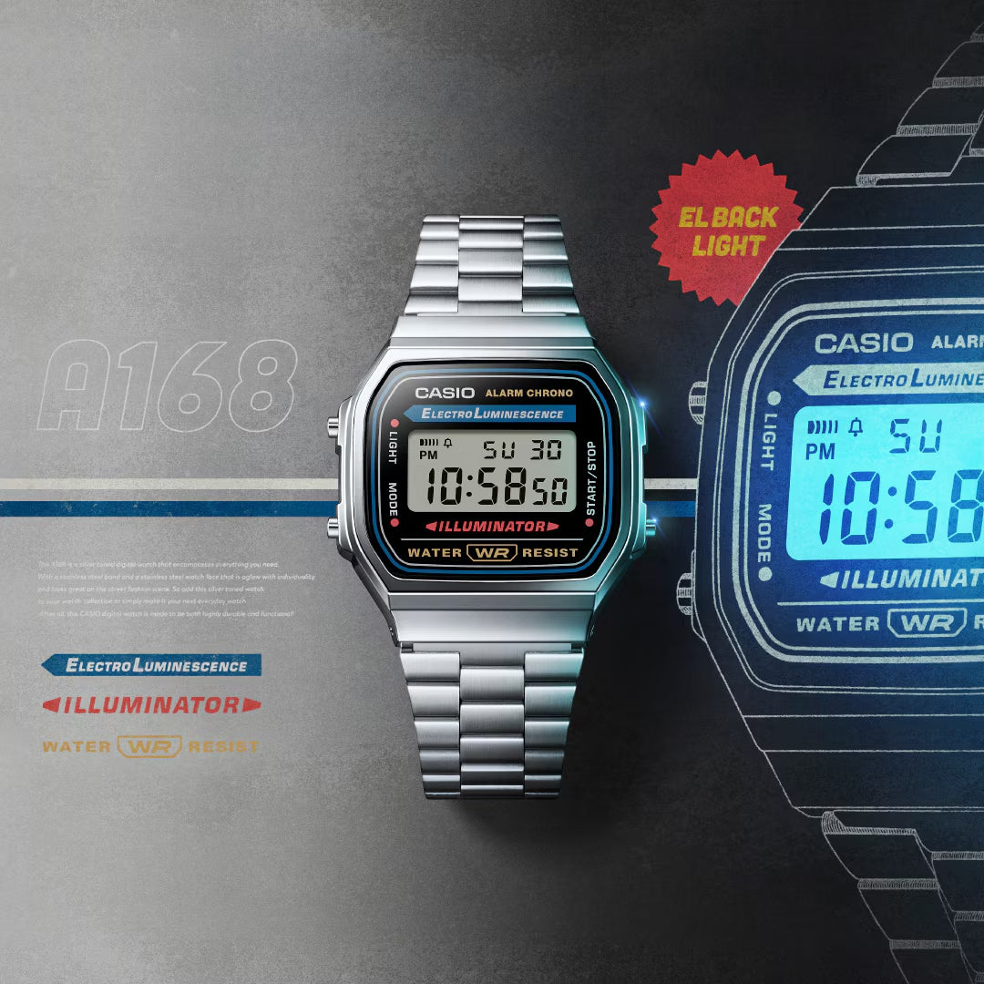Casio A168WA-1YES - Black/Silver Wrist Watch