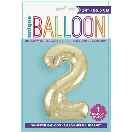 Unique Helium Foil Balloon 86.3cm - All Numbers! - Gold