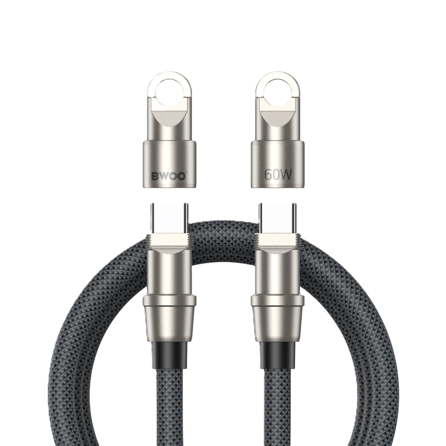 Bwoo USB-C to USB-C Charging Cable+Cell Phone Lanyard 2in1 60W 1.2M