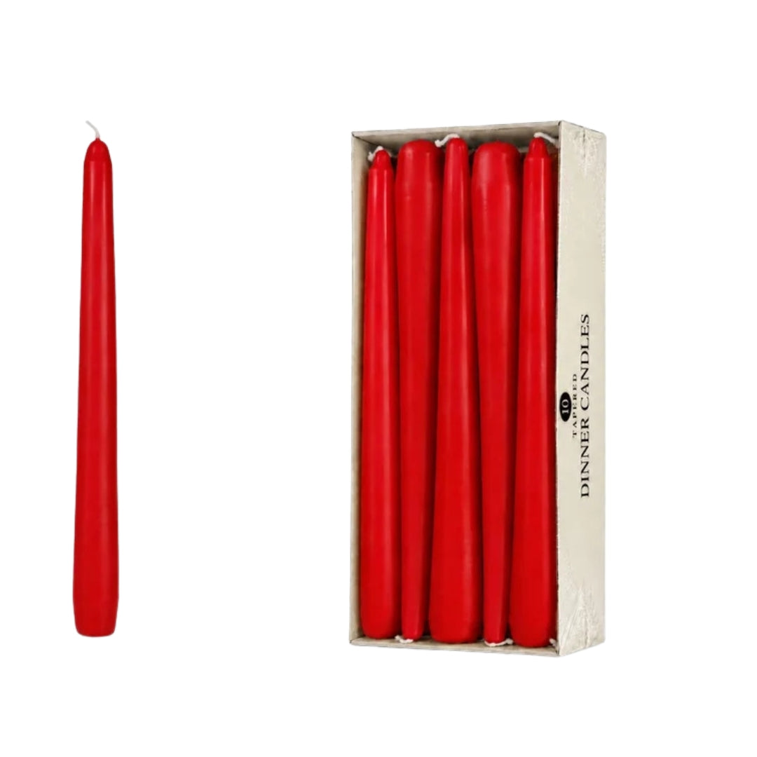 Price's Candles - Tapered Dinner Candles A Pack Of 10pcs - Red