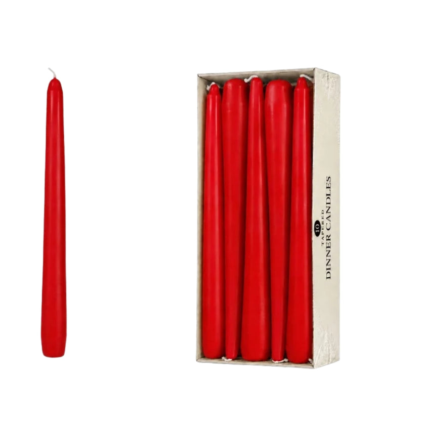 Price's Candles - Tapered Dinner Candles A Pack Of 10pcs - Red