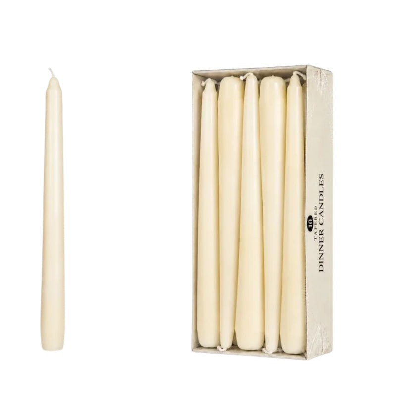 Price's Candles - Tapered Dinner Candles A Pack Of 10pcs - Ivory