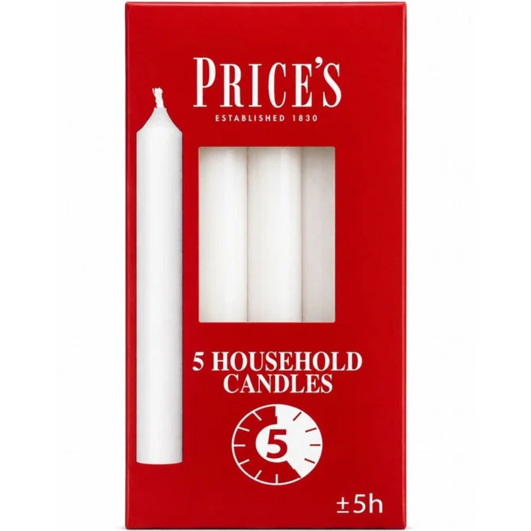 Price's Candles - Household Candles A Pack Of 5pcs - White