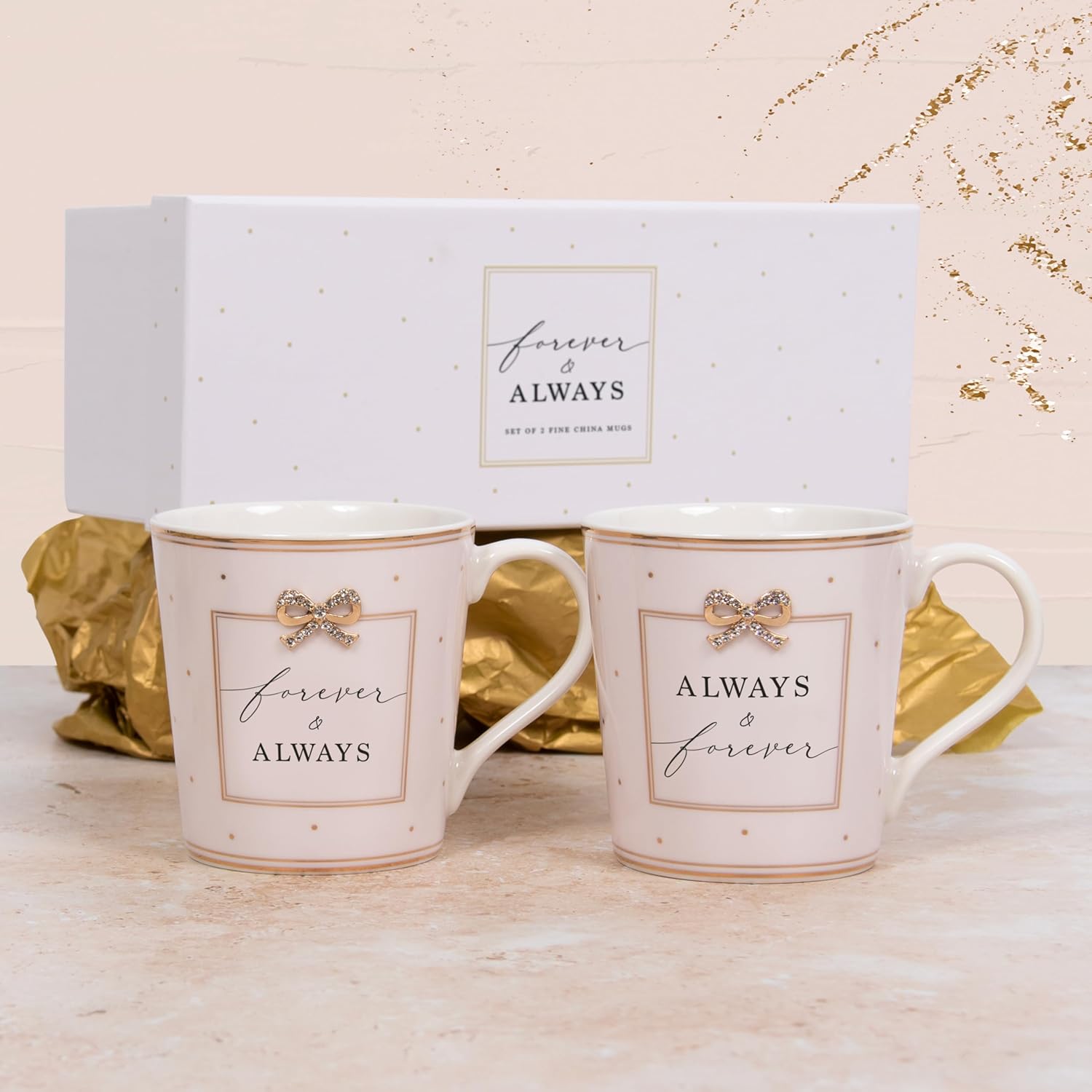L&P Set Of 2 Fine China Mugs - Forever & Always