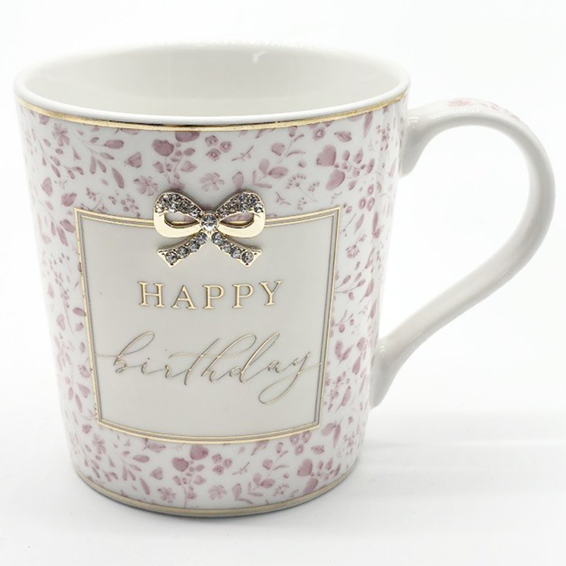 L&P Fine China Mug - Pink Floral - Happy Birthday