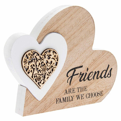 Wooden Sentiment Heart "Friends Are The Family We Choose"