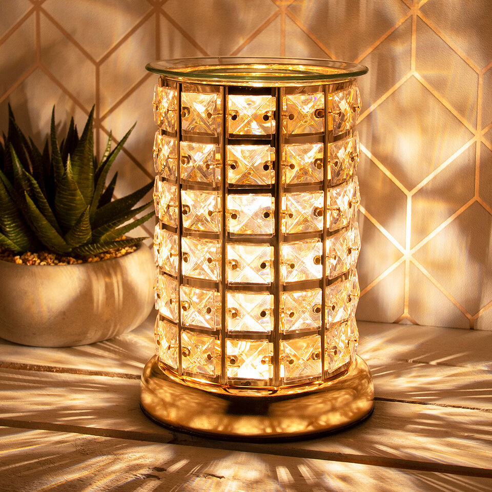 Gold Crystal Touch Sensitive Electric Aroma Lamp (Lantern + Oil Burner