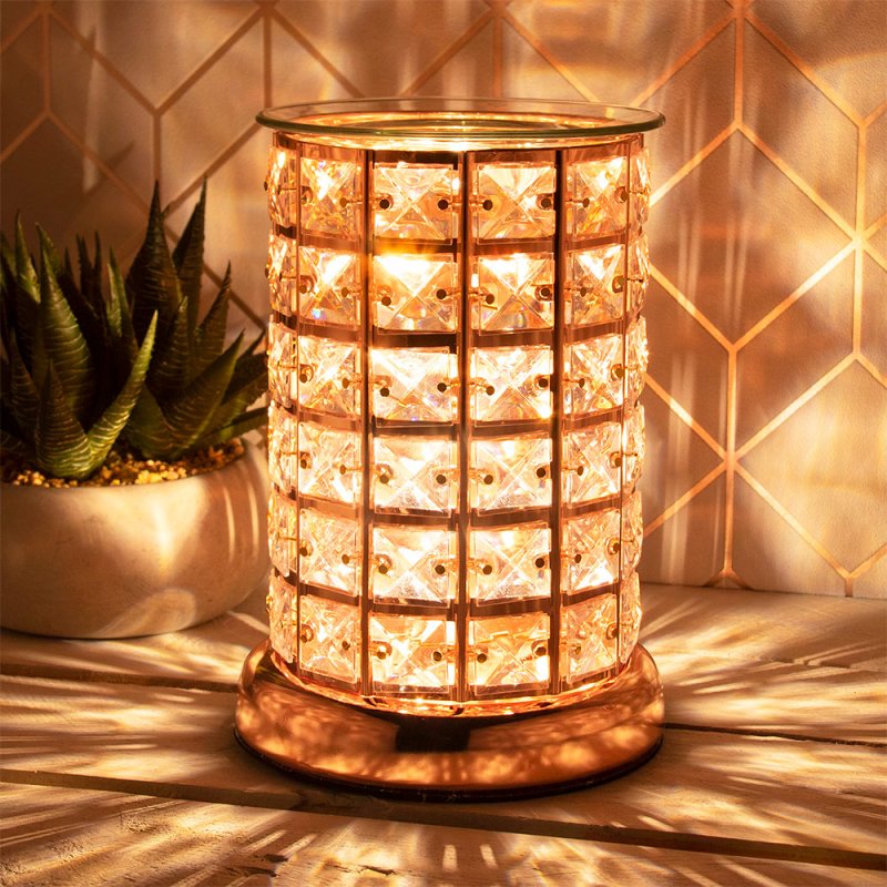 Rose Gold Crystal Touch Sensitive Electric Aroma Lamp (Lantern + Oil B