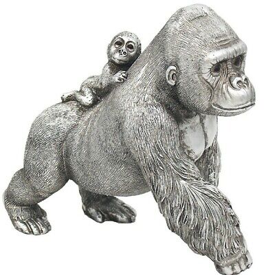 Jungle Gorilla and Baby Silver 17cm