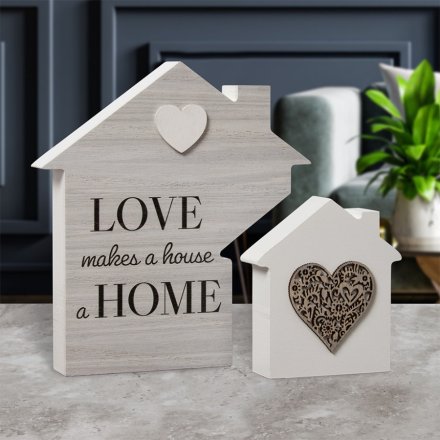 L&P Wooden House Plaque - Love & Home