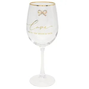 Heart Designs Love You To The Moon & Back Wine Glass