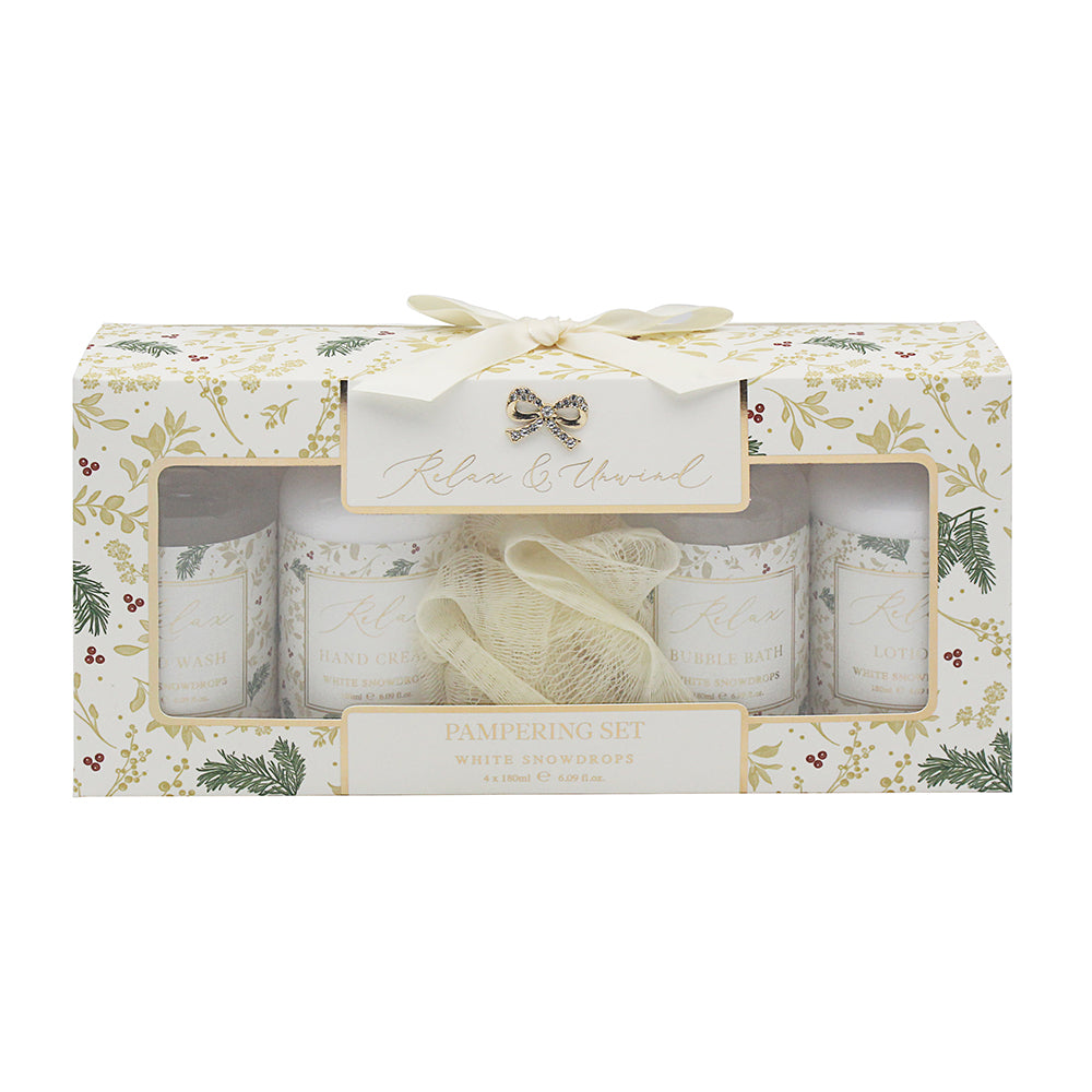 L&P Pampering Set 4 x 180ml - Relax & Unwind - White Snowdrops