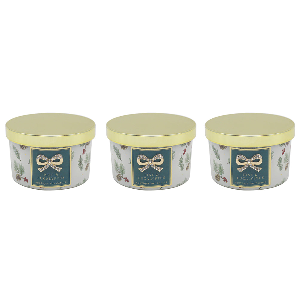 L&P Boutique Candle Set Of 3pcs - It's The Most Wonderful Time Of The Year - Pine & Eucalyptus