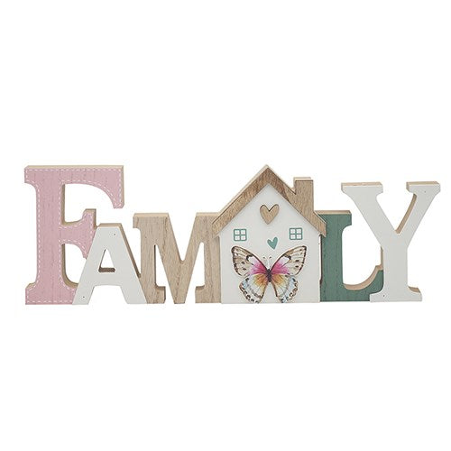 Love & Affection Standing Wooden Plaque 42cm - Family