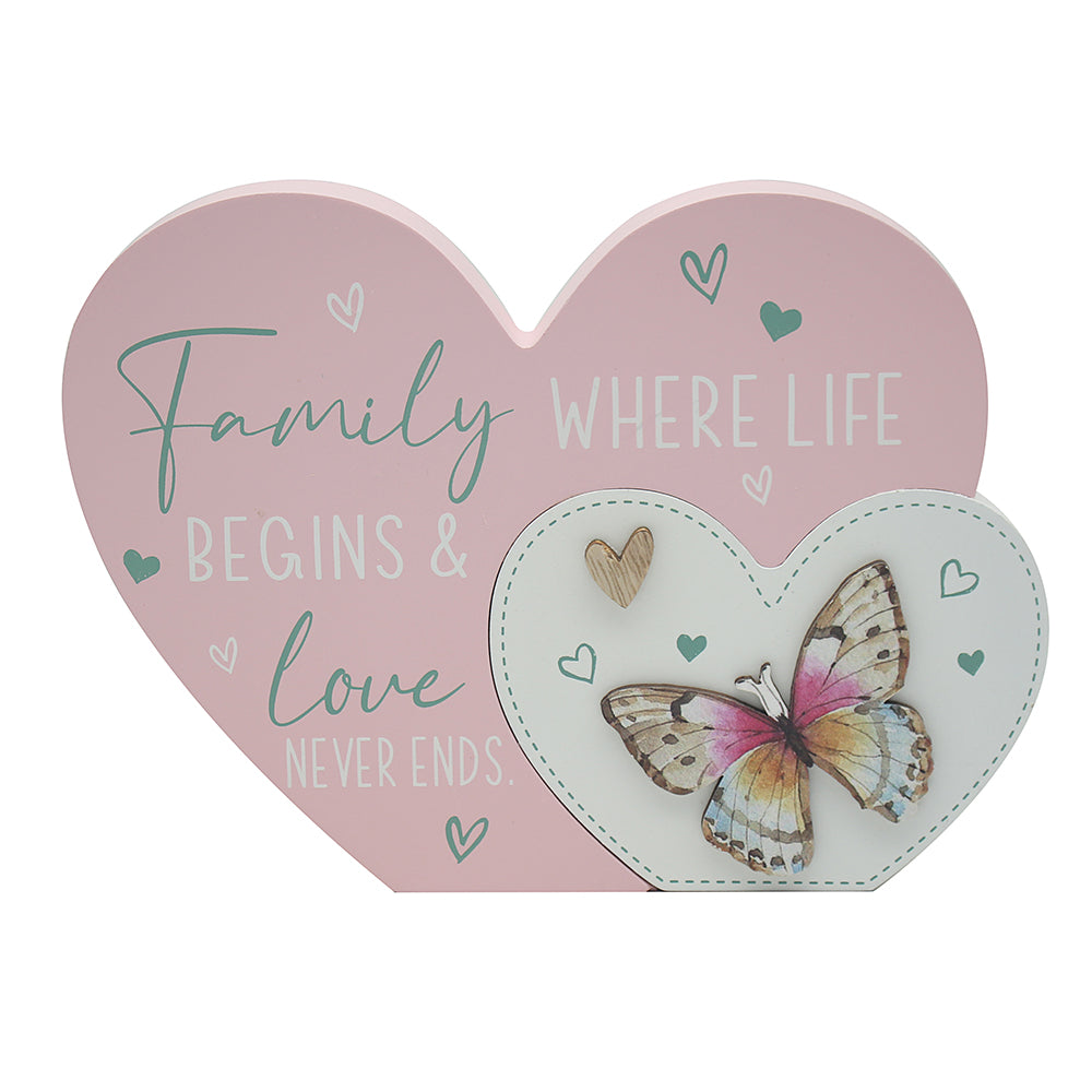 Love & Affection Family Wooden Heart Plaque