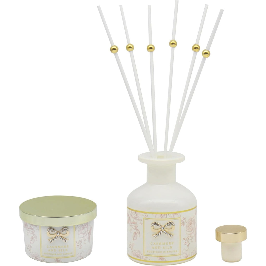 L&P Home Fragrance Set Candle & Diffuser - Hearts Designs - Home - Cashmere & Silk
