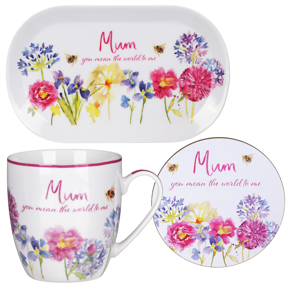 Jennifer Rose Fine China Mug And Coaster With Melamine Tray Mum LP9585