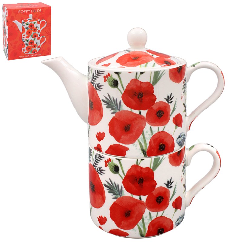 L&P Fine China Tea For One - Poppy Fields