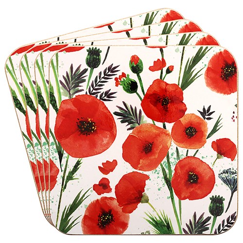 L&P Set Of 4 Coasters - Poppy Fields