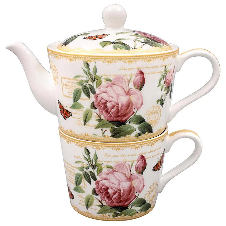 L&P Fine China Tea For One - Redoute Rose